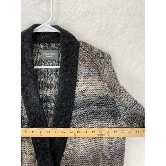 Zadig & Voltaire Long Open Cardigan Women’s Medium Gray Wool Mohair Blend Italy - Picture 5 of 8